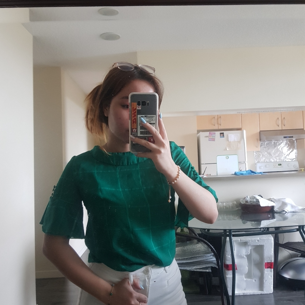 NEM green short sleeves blouse